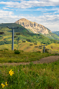 Colorado Ski Lift Sunshine and Sunflowers