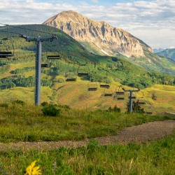 Colorado Ski Lift Sunshine and Sunflowers
