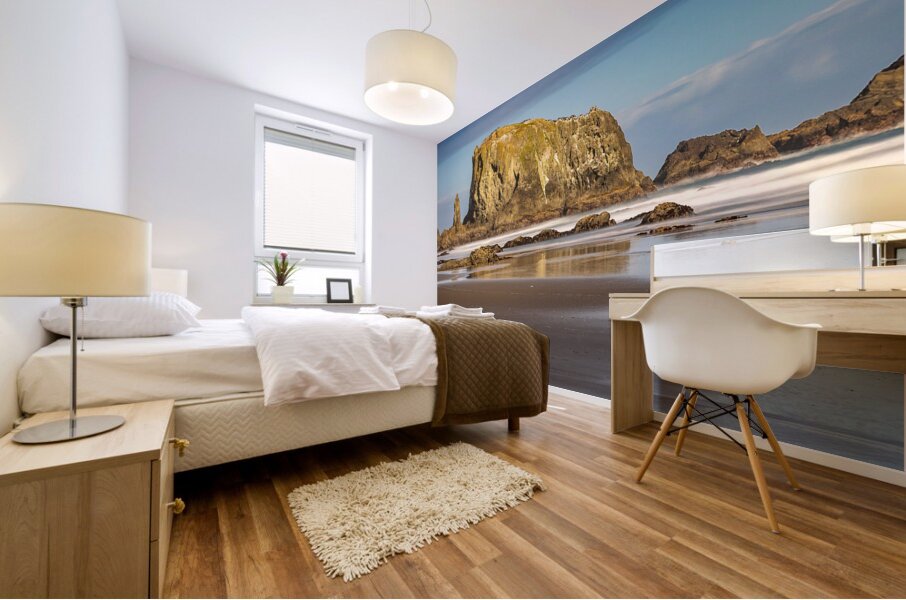 Oregon Puffins on the Rock during Sunrise Mural print